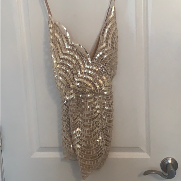 Cream and Sparkly Silver Scalloped Romper - Picture 3 of 4